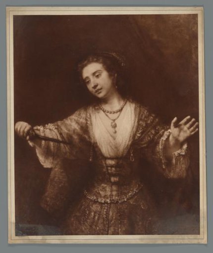 Photographic reproduction of the painting Lucretia with a dagger by Rembrandt van Rijn