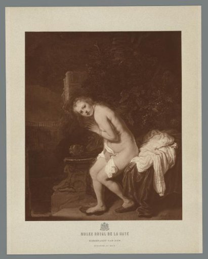 Photographic reproduction of the painting Susanna Bathing by Rembrandt van Rijn