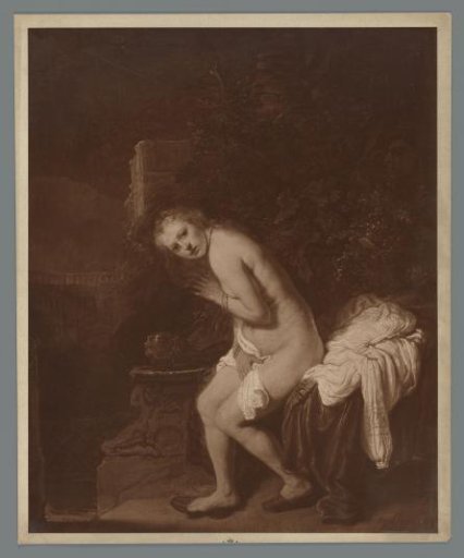 Photographic reproduction of the painting Susanna Bathing by Rembrandt van Rijn