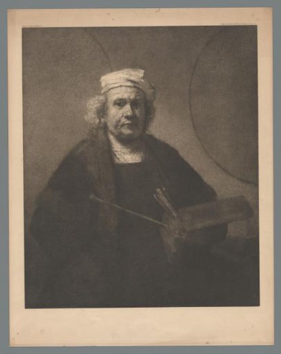 Reproduction of a self-portrait with two circles by Rembrandt van Rijn