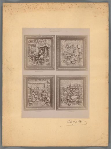 Photographic reproduction of four reliefs with Dutch scenes