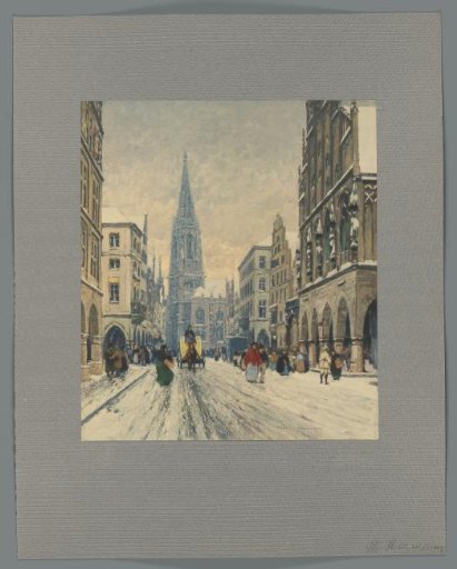 Reproduction of a painting with a view of St. Lamberti in Münster by Heinrich Hermanns