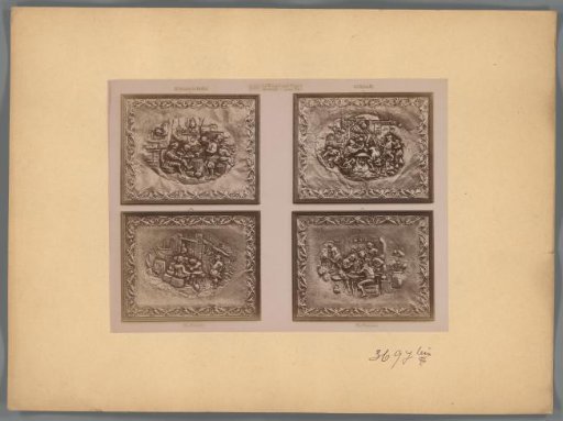 Photographic reproduction of four reliefs after paintings by David Teniers
