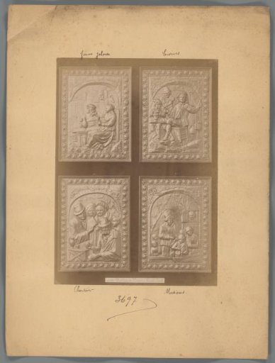 Photographic reproduction of four reliefs after paintings by David Teniers