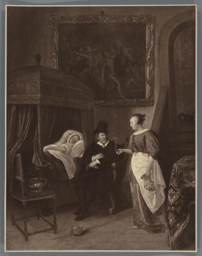 Photographic reproduction of the painting The Doctor's Visit by Jan Steen
