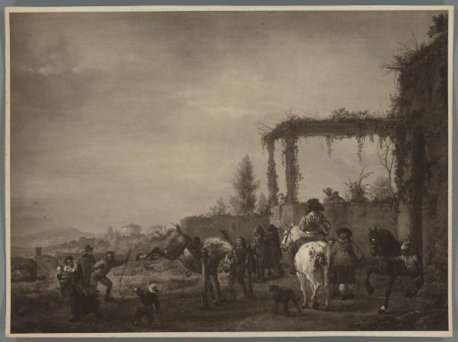 Photographic reproduction of the painting The Riding School by Philips Wouwerman
