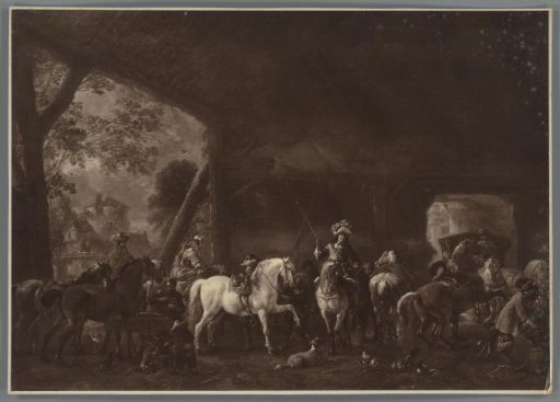 Photographic reproduction of the painting The Arrival in the Stable by Philips Wouwerman