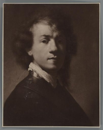 Photographic reproduction of the painting Portrait of Rembrandt with a Ruff by the workshop of Rembrandt van Rijn