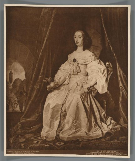 Photographic reproduction of a reproduction of the painted portrait of Princess Maria Stuart by Bartholomeus van der Helst
