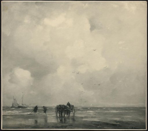 Photographic reproduction of the painting Shell fishing by Jacob Maris