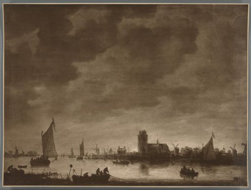 Photographic reproduction of the painting View of the Merwede before Dordrecht by Jeronymus van Diest