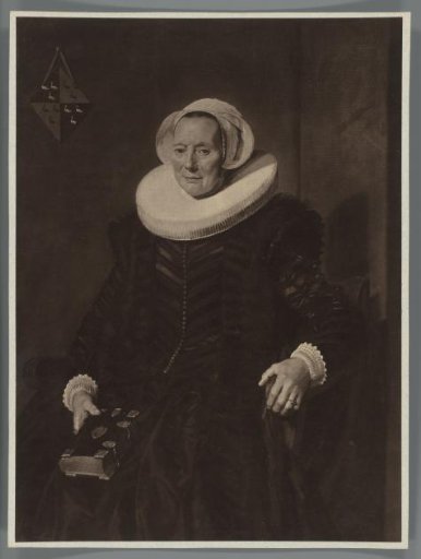 Photographic reproduction of a painted portrait of Maritge Claesdr Vooght by Frans Hals