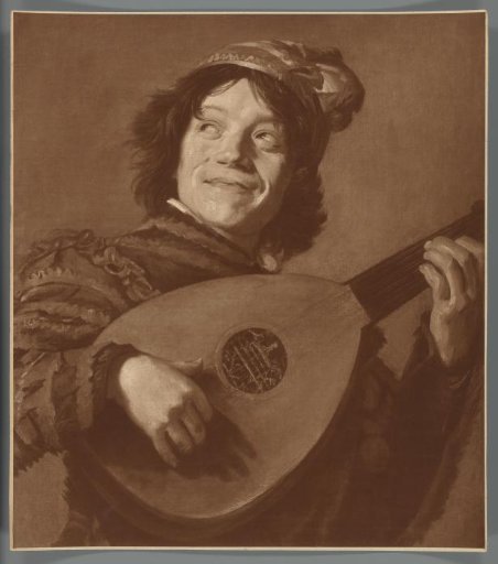Photographic reproduction of the painting The Lute Player by Frans Hals