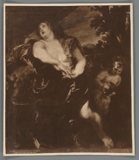Photographic reproduction of a reproduction of the painting The Penitent Magdalene by Anthony van Dyck