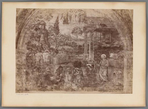 Photographic Reproduction of a Fresco Depicting the Adoration of the Christ Child in the Baglioni Chapel by Bernardino Pinturicchio