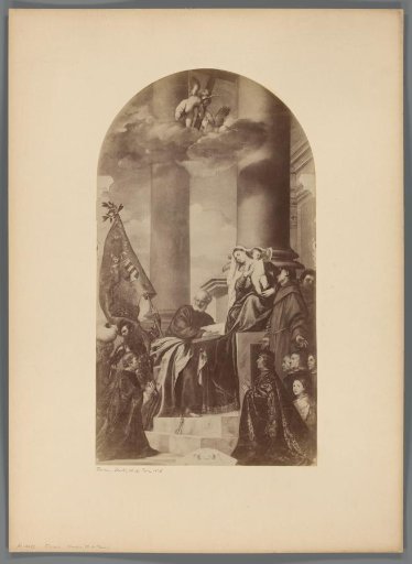 Photographic reproduction of a painting with the Pesaro Madonna by Titian