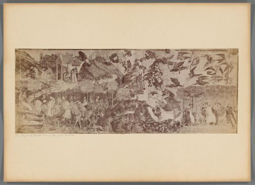 Two photographic reproductions of a fresco with The Triumph of Death by Buonamico Buffalmacco