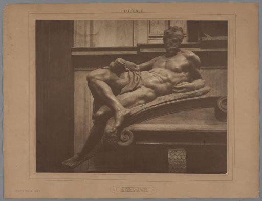 Detail of Leonardo da Vinci's tomb monument for Lorenzo de' Medici in San Lorenzo, Florence