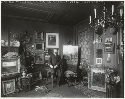 Painter A.M. Gorter in his studio at Nassaukade 362 in Amsterdam