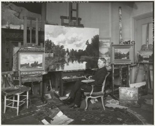 Painter Nicolaas Bastert in his studio in Nieuwersluis