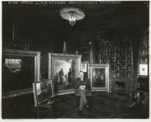 Albert Neuhuys in his studio at Sarphatikade 6 in Amsterdam