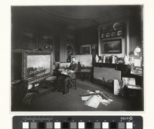 Painter J.H. Wijsmuller in his studio at Overtoom 189 in Amsterdam