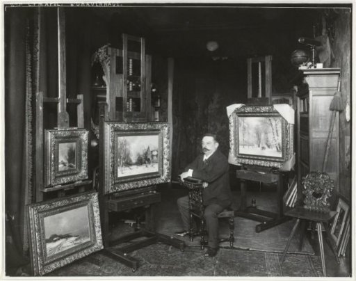 Painter Louis Apol in his studio in The Hague