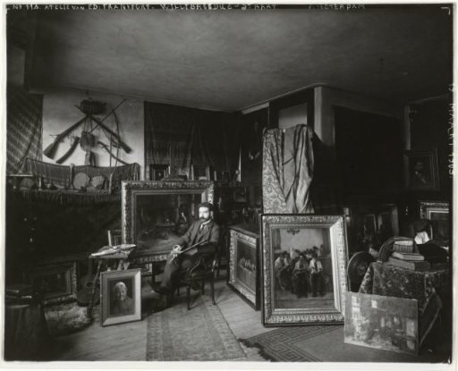 Painter Ed. Frankfort in his studio at Willibrordusstraat in Amsterdam