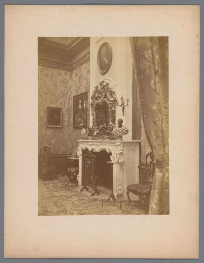 Interior with a fireplace and furniture
