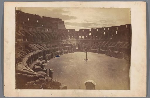 Interior of the Colosseum in Rome in evening light, Italy