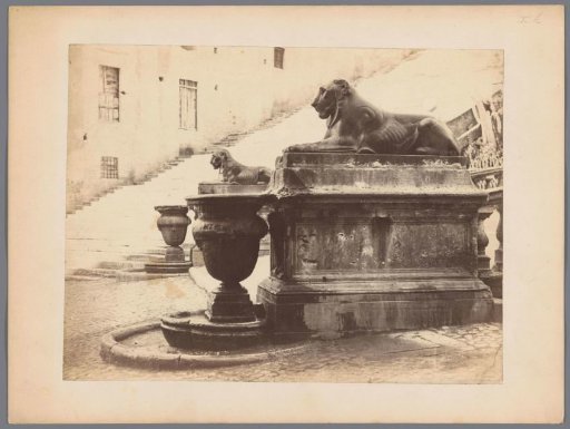 Lion statues on the stairs to the Piazza del Campidoglio in Rome