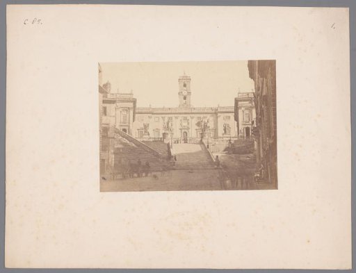 View of the Palazzo Senatorio on the Piazza del Campidoglio on the Capitoline Hill in Rome