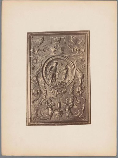 Panel with (presumably) the raising of the king's son at Antioch by the apostle Paul in relief