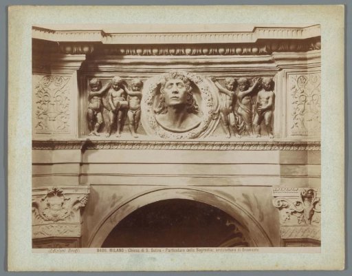 Male bust with putti in the Santa Maria presso di San Satiro in Milan