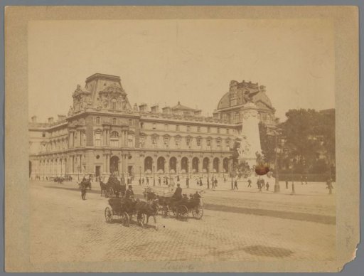 View of the Louvre and the monument to Léon Gambetta in Paris