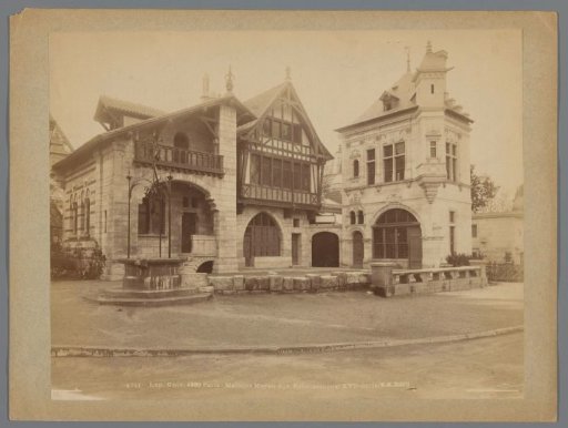 View of houses in historical style during the World's Fair of 1889 in Paris