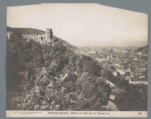 View of Heidelberg and Heidelberg Castle from the castle garden