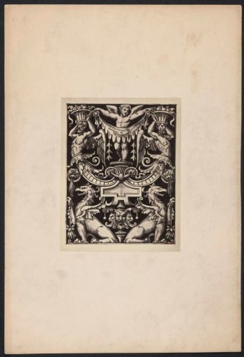 Ornamental print with two griffins