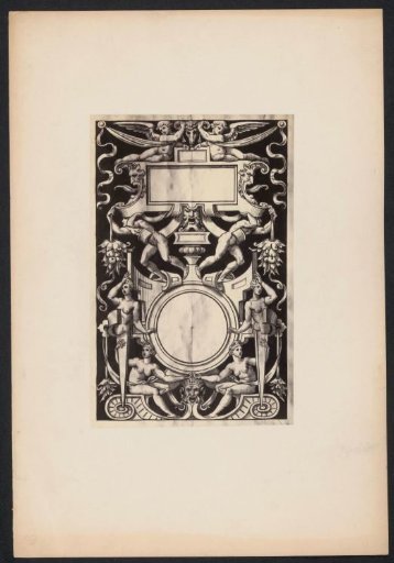 Ornamental print with winged figures and a ram's head