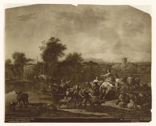 Reproduction of the painting The Ferry by Nicolaes Berchem