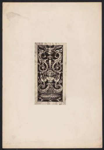 Ornamental print with fantastic creatures on a wall