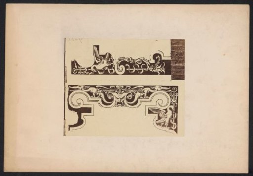 Two ornamental prints with birds and fantastic creatures on a wall