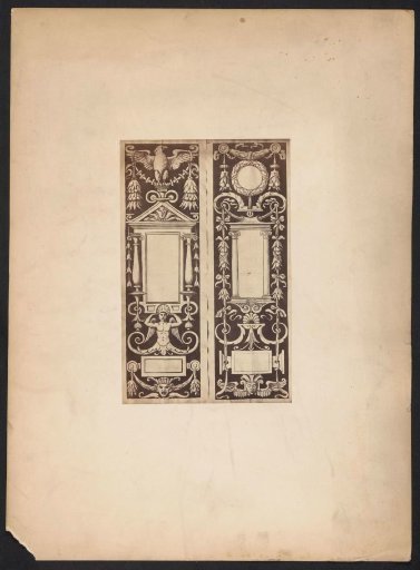 Two ornamental prints with a bird and a wreath