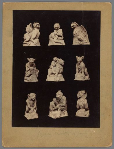 Nine flying buttress figures of the St. John's Cathedral in 's-Hertogenbosch in the form of animals and a man