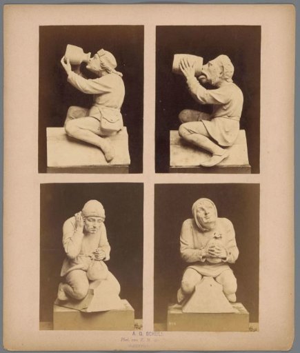 Overview of four flying buttress figures of St. John's Cathedral in 's-Hertogenbosch