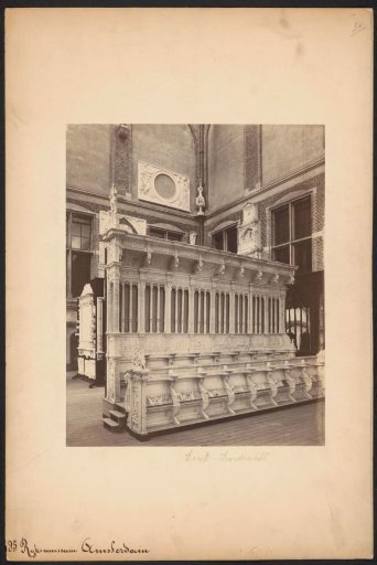 Installation of a plaster cast of a choir stall from the Great Church in Dordrecht in the Rijksmuseum in Amsterdam
