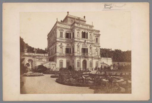 View of a villa from the garden, presumably in Italy