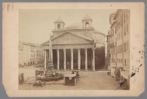 View of the Piazza della Rotonda in Rome with the Pantheon and the Macuteo obelisk