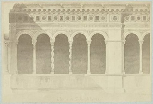 Photoreproduction of a drawing of columns in the cloister of St. John Lateran