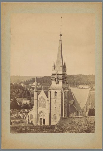 Notre-Dame de la Couture Church in Bernay, viewed from a hill